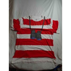Where's Waldo Binoculars Costume Shirt Mens XL Striped DreamWorks Nerdy Kidcore